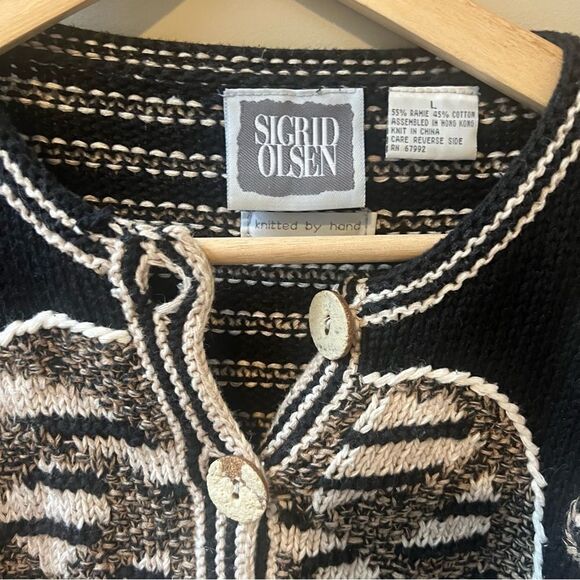 Sigrid Olsen hand knitted vintage cardigan sweater L - Picture 3 of 8